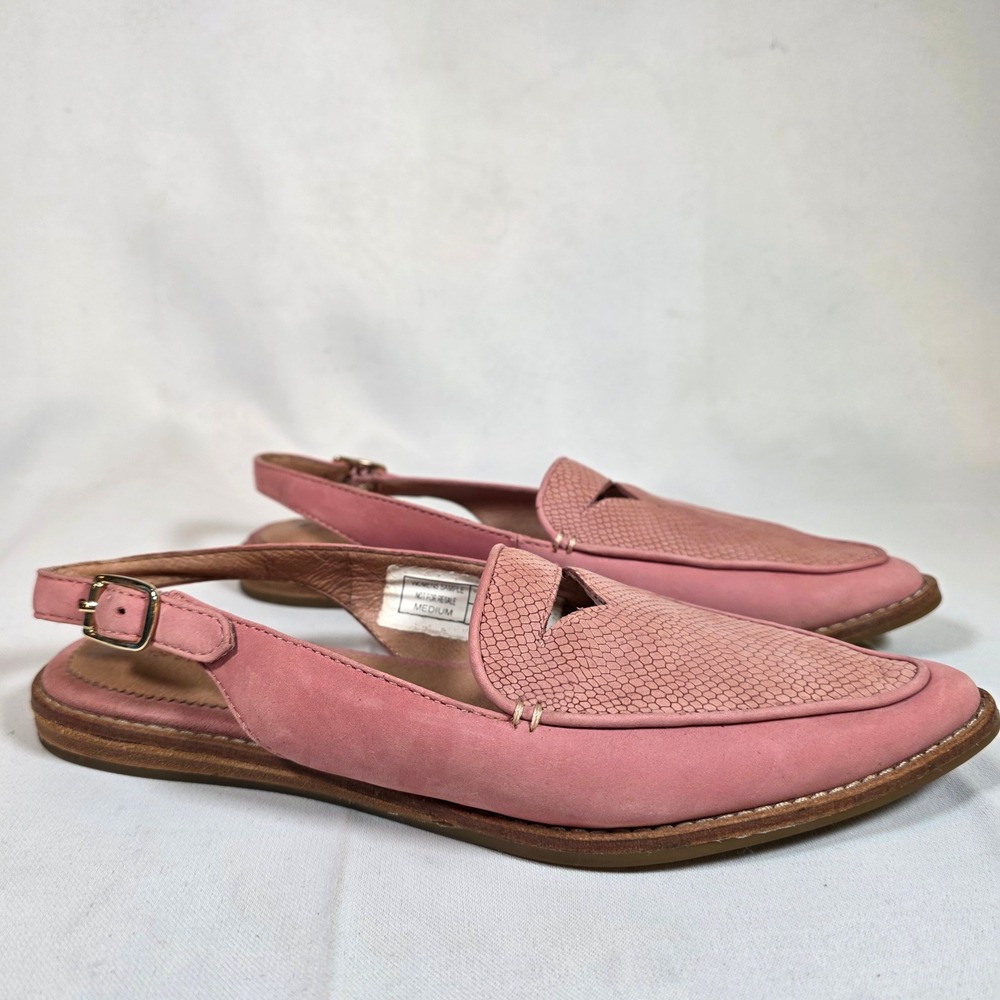 Sperry Saybrook Slingback Loafers Women 7 Pink Snakeskin Nubuck Flats Adjustable